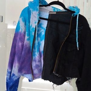 Carmar one of a kind denim sweatshirt hooded jacket jean